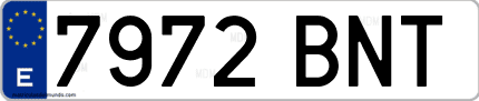 Ejemplo de matrícula de coche ordinaria 7972 BNT