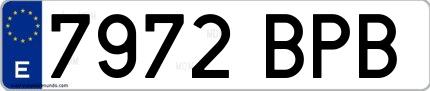 Ejemplo de matrícula española 7972 BPB