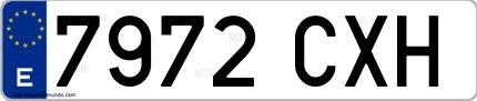 Ejemplo de matrícula española 7972 CXH