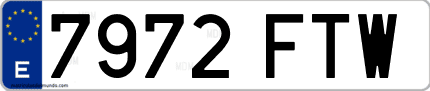Ejemplo de matrícula de coche ordinaria 7972 FTW