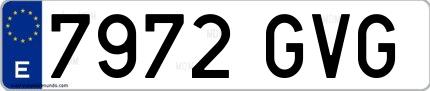 Ejemplo de matrícula española 7972 GVG