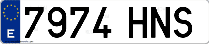 Ejemplo de matrícula de coche ordinaria 7974 HNS