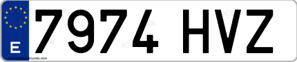 Ejemplo de matrícula de coche ordinaria 7974 HVZ