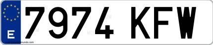 Ejemplo de matrícula española 7974 KFW