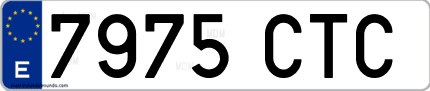 Ejemplo de matrícula de coche ordinaria 7975 CTC