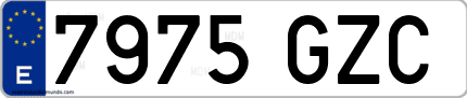 Ejemplo de matrícula de coche ordinaria 7975 GZC
