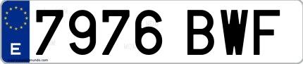 Ejemplo de matrícula española 7976 BWF