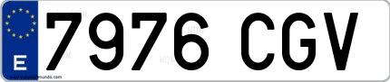 Ejemplo de matrícula española 7976 CGV