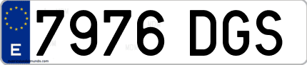 Ejemplo de matrícula de coche ordinaria 7976 DGS