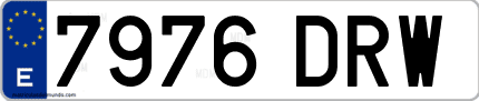 Ejemplo de matrícula de coche ordinaria 7976 DRW