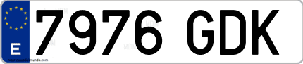 Ejemplo de matrícula de coche ordinaria 7976 GDK