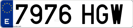 Ejemplo de matrícula de coche ordinaria 7976 HGW