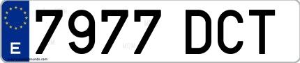 Ejemplo de matrícula española 7977 DCT