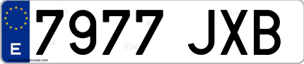 Ejemplo de matrícula de coche ordinaria 7977 JXB