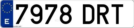 Ejemplo de matrícula española 7978 DRT