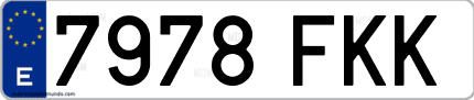 Ejemplo de matrícula de coche ordinaria 7978 FKK