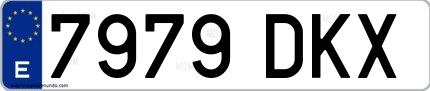 Ejemplo de matrícula española 7979 DKX