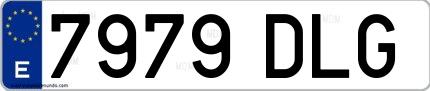 Ejemplo de matrícula española 7979 DLG