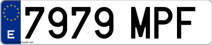 Ejemplo de matrícula de coche ordinaria 7979 MPF