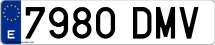 Ejemplo de matrícula española 7980 DMV