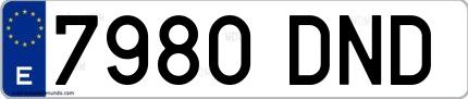 Ejemplo de matrícula española 7980 DND