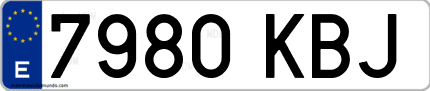 Ejemplo de matrícula de coche ordinaria 7980 KBJ