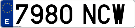 Ejemplo de matrícula de coche ordinaria 7980 NCW