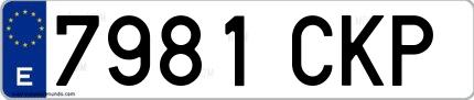 Ejemplo de matrícula española 7981 CKP