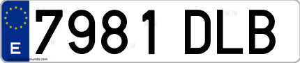 Ejemplo de matrícula de coche ordinaria 7981 DLB