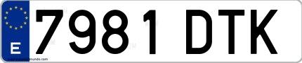 Ejemplo de matrícula española 7981 DTK