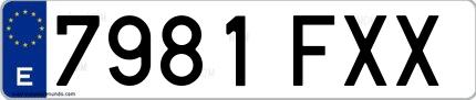 Ejemplo de matrícula española 7981 FXX