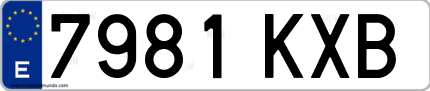 Ejemplo de matrícula de coche ordinaria 7981 KXB