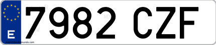 Ejemplo de matrícula de coche ordinaria 7982 CZF