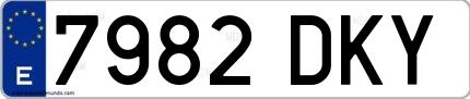 Ejemplo de matrícula española 7982 DKY