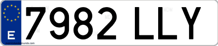 Ejemplo de matrícula de coche ordinaria 7982 LLY