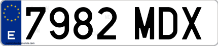 Ejemplo de matrícula de coche ordinaria 7982 MDX