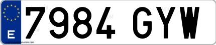 Ejemplo de matrícula española 7984 GYW