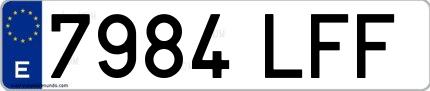 Ejemplo de matrícula española 7984 LFF