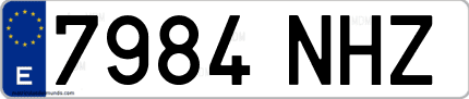 Ejemplo de matrícula de coche ordinaria 7984 NHZ