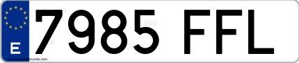 Ejemplo de matrícula española 7985 FFL