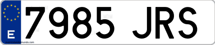 Ejemplo de matrícula de coche ordinaria 7985 JRS