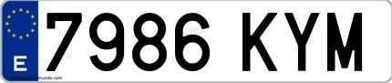 Ejemplo de matrícula española 7986 KYM
