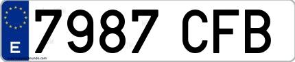 Ejemplo de matrícula española 7987 CFB