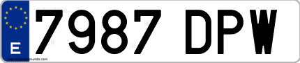 Ejemplo de matrícula de coche ordinaria 7987 DPW