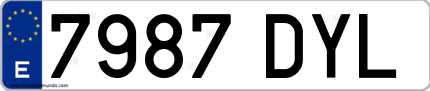Ejemplo de matrícula de coche ordinaria 7987 DYL