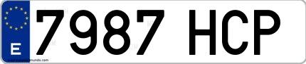 Ejemplo de matrícula española 7987 HCP