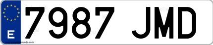 Ejemplo de matrícula española 7987 JMD