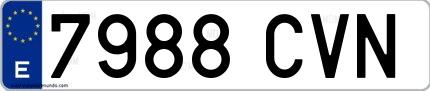 Ejemplo de matrícula española 7988 CVN