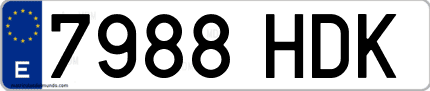 Ejemplo de matrícula de coche ordinaria 7988 HDK