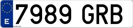 Ejemplo de matrícula española 7989 GRB